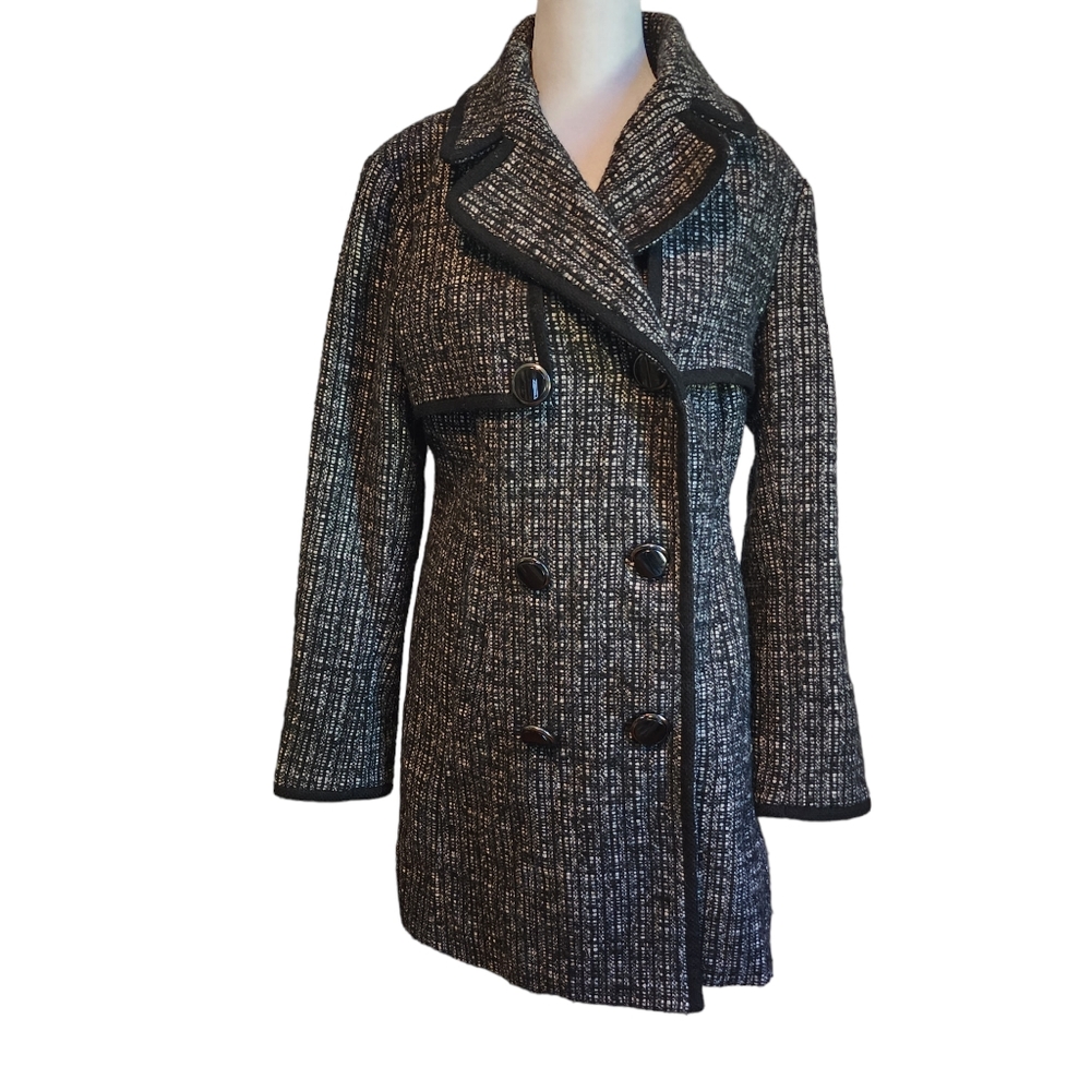 Barney's COOP Double Breasted Layered Tweed Coat